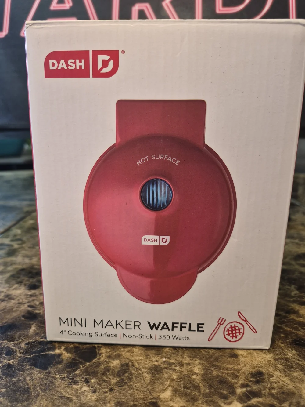 Dash Mini Waffle Maker DMW001RD Red New In Box Compact Individual NIB Electric